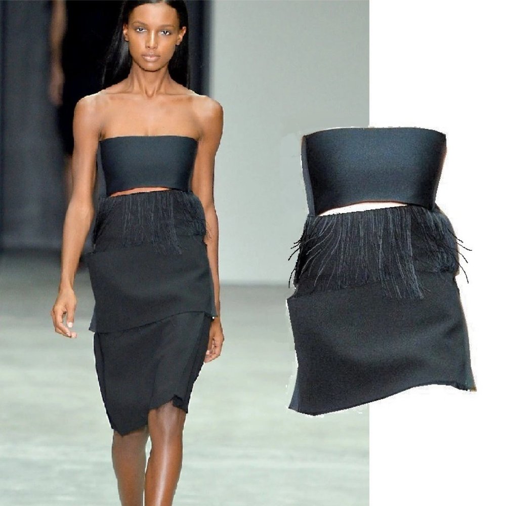 $3K CK COLLECTION Fringe Slit Top/ Mini Dress Boxy - Picture 1 of 10